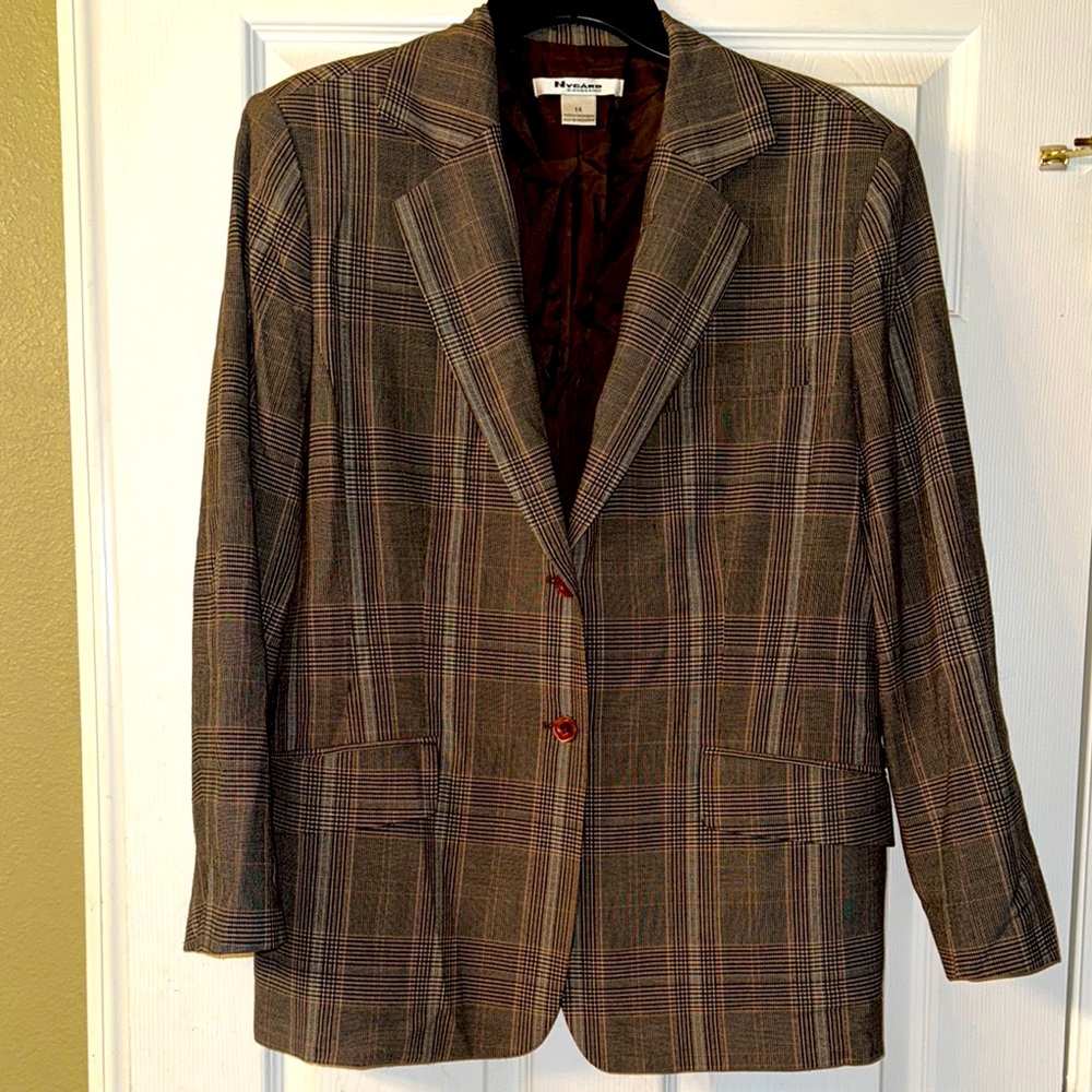 Peter Nygard Brown Sport Coat Classic Plaid Design